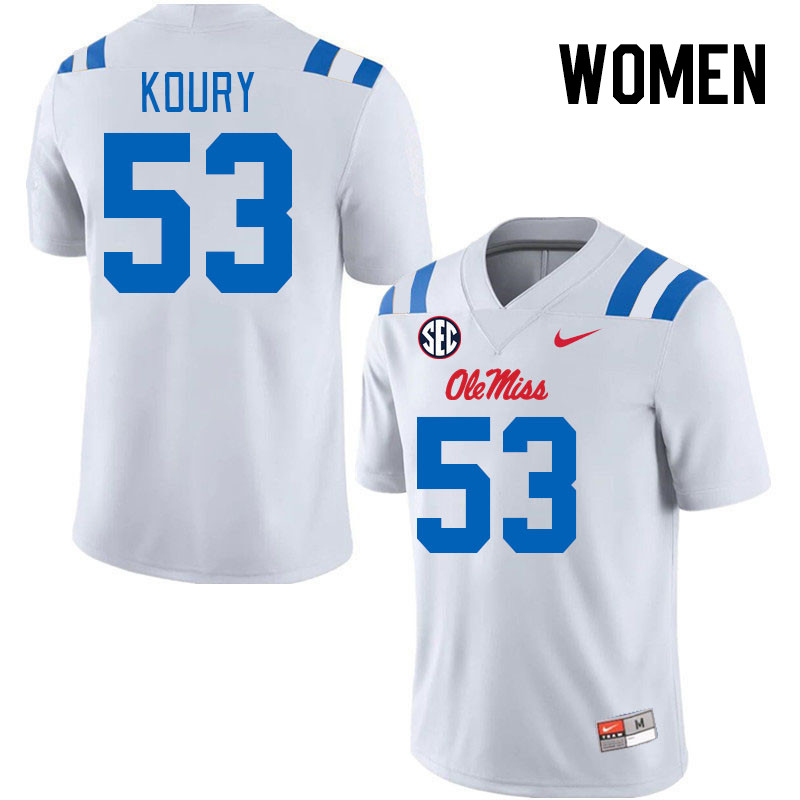 Women #53 Joe Koury Ole Miss Rebels 2024 New Uniforms College Football Jerseys Stitched-White